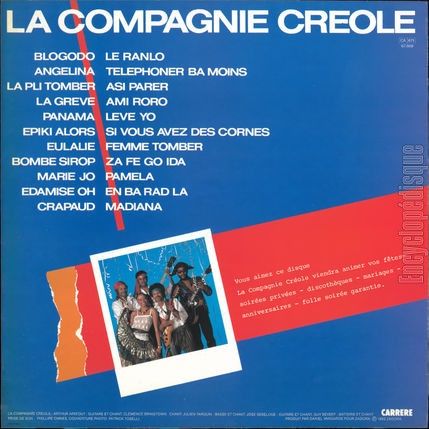 [Pochette de Blogodo (La COMPAGNIE CROLE) - verso]