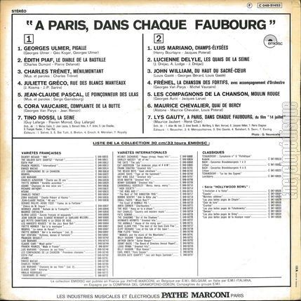 [Pochette de  Paris dans chaque faubourg (COMPILATION) - verso]