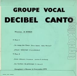 [Pochette de Chants d’hier et d’aujourd’hui (Groupe vocal DECIBEL CANTO) - verso]