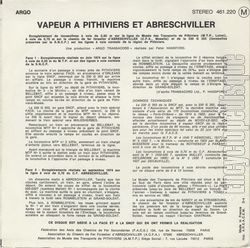 [Pochette de Vapeur  Pithiviers et Abreschviller (DOCUMENT) - verso]