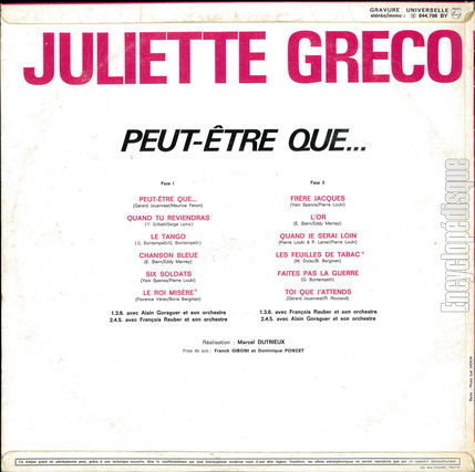 [Pochette de Peut-tre que… (Juliette GRCO) - verso]