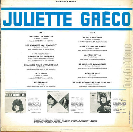 [Pochette de Les grandes chansons (Juliette GRCO) - verso]