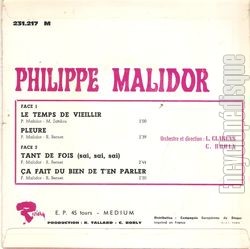 [Pochette de Le temps de vieillir (Philippe MALIDOR) - verso]