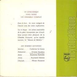 [Pochette de Les femmes savantes (THTRE / SPECTACLE) - verso]