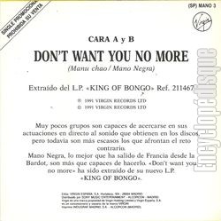 [Pochette de Don’t want you no more (MANO NEGRA) - verso]