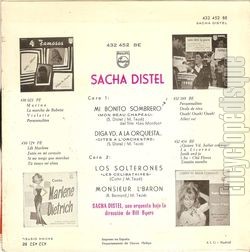 [Pochette de Mon beau chapeau (Sacha DISTEL) - verso]