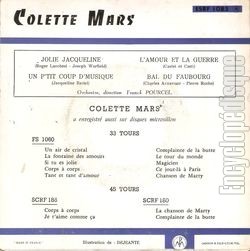 [Pochette de Jolie jacqueline (Colette MARS) - verso]