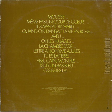 [Pochette de Aveu (Anne SYLVESTRE) - verso]