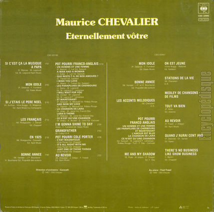 [Pochette de ternellement votre (Maurice CHEVALIER) - verso]