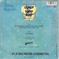 [Pochette de Je vais encore dormir tout seul ce soir… (ELMER FOOD BEAT) - verso]