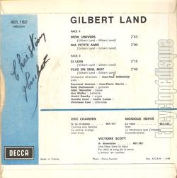 [Pochette de Mon univers (Gilbert LAND) - verso]