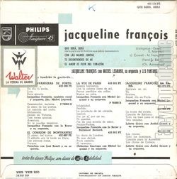 [Pochette de Que sera, sera (Jacqueline FRANOIS) - verso]