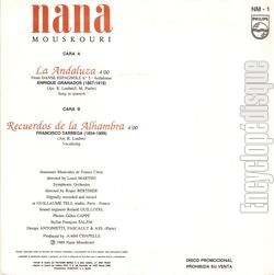 [Pochette de La Andaluza (Nana MOUSKOURI) - verso]