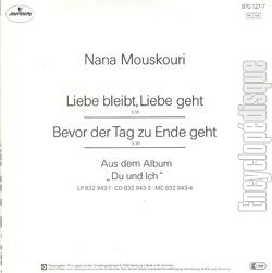 [Pochette de Liebe bleibt, Liebe geht (Nana MOUSKOURI) - verso]