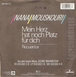 [Pochette de Mein Herz hat noch Platz fr dich (Nana MOUSKOURI) - verso]