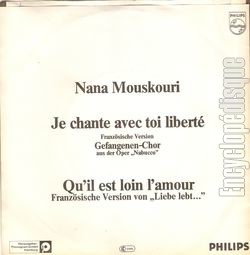 [Pochette de Je chante avec toi Libert (Nana MOUSKOURI) - verso]