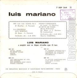 [Pochette de N 20 - Oh ! La ! La ! (Luis MARIANO) - verso]