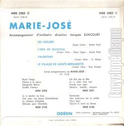 [Pochette de Les voiliers (MARIE-JOS) - verso]