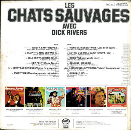 [Pochette de Viens danser le twist (Les CHATS SAUVAGES) - verso]