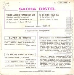 [Pochette de Toute la pluie tombe sur moi (Sacha DISTEL) - verso]