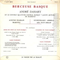 [Pochette de Berceuse basque (Andr DASSARY) - verso]