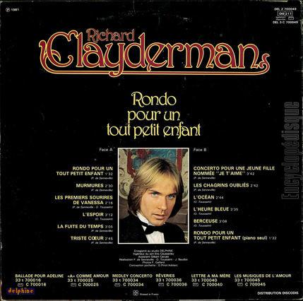 [Pochette de Rondo pour un tout petit enfant (Richard CLAYDERMAN) - verso]