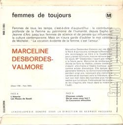 [Pochette de Marceline Desbordes-Valmore (FEMMES DE TOUJOURS) - verso]