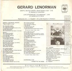 [Pochette de Gentil delfin triste ( gentil dauphin triste ) (Grard LENORMAN) - verso]