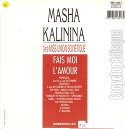 [Pochette de Fais moi l’amour (Masha KALININA) - verso]