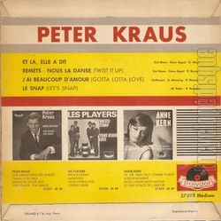 [Pochette de Peter KRAUS " et la, elle a dit " (Les FRANCOPHILES) - verso]