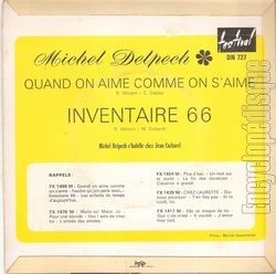 [Pochette de Inventaire 66 (Michel DELPECH) - verso]