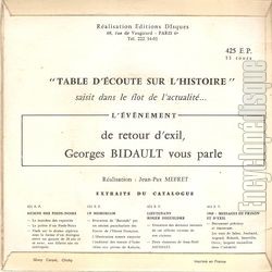 [Pochette de Georges Bidault : retour d’exil (DOCUMENT) - verso]