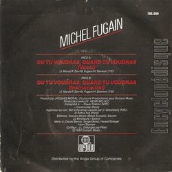 [Pochette de O tu voudras, quand tu voudras (Michel FUGAIN) - verso]