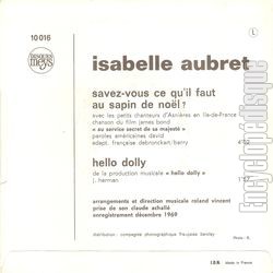 [Pochette de Savez-vous ce qu’il faut au sapin de Nol ? (Isabelle AUBRET) - verso]