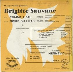 [Pochette de Comme l’eau (Brigitte SAUVANE) - verso]