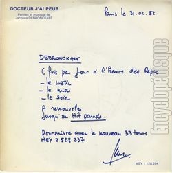 [Pochette de Docteur, j’ai peur ! (Jacques DEBRONCKART)]