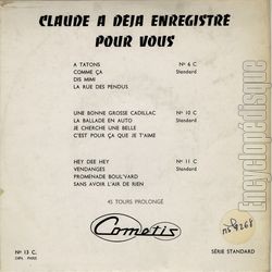 [Pochette de Bye, bye (Claude DONAHU) - verso]