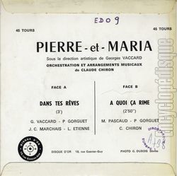 [Pochette de Dans tes rves (PIERRE ET MARIA) - verso]