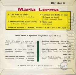 [Pochette de Les filles du soleil (Maria LERMA) - verso]