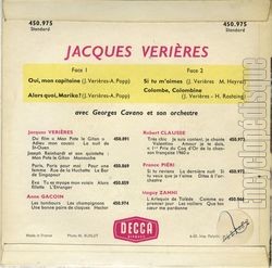 [Pochette de Oui, mon capitaine (Jacques VRIRES) - verso]