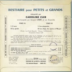 [Pochette de Bestiaire pour petits et grands (Caroline CLER) - verso]