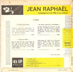 [Pochette de La paloma (Jean RAPHAL) - verso]