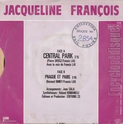 [Pochette de Central Park (Jacqueline FRANOIS) - verso]