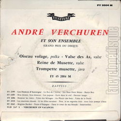 [Pochette de Oiseau volage (Andr VERCHUREN) - verso]