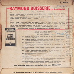 [Pochette de 12 succs pour danser (Raymond BOISSERIE) - verso]