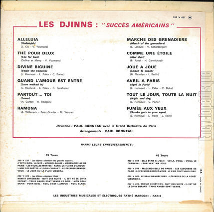 [Pochette de Succs amricains (Les DJINNS) - verso]