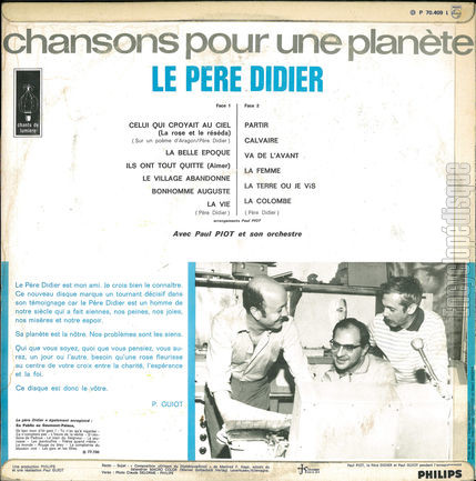 [Pochette de Chansons pour une plante (Le Pre DIDIER) - verso]