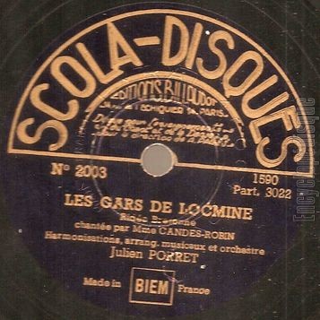 [Pochette de Mme Candes-Robin -  Les gars de Locmine / Joyeux enfants de la Bourgogne  (78 tours  Scoladisques ) - verso]