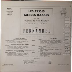 [Pochette de Lettres de mon moulin - Les trois messes basses (FERNANDEL) - verso]