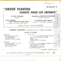 [Pochette de Andr Claveau chante pour les enfants (Andr CLAVEAU) - verso]